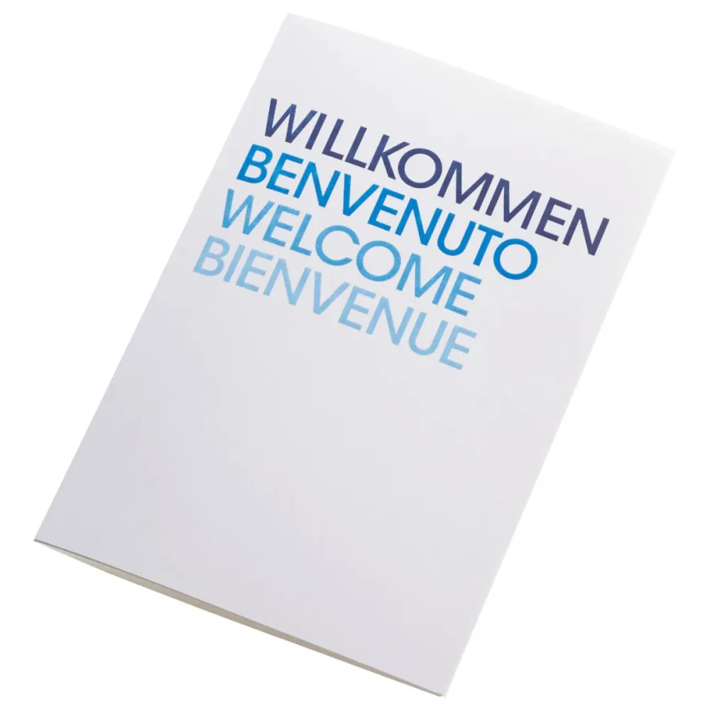 PULSIVA Hotel-Schlüsselkarten-Hülle Welcome Klappkarte; 10x7 cm (LxB); weiss/blau; 100 Stück / Pack