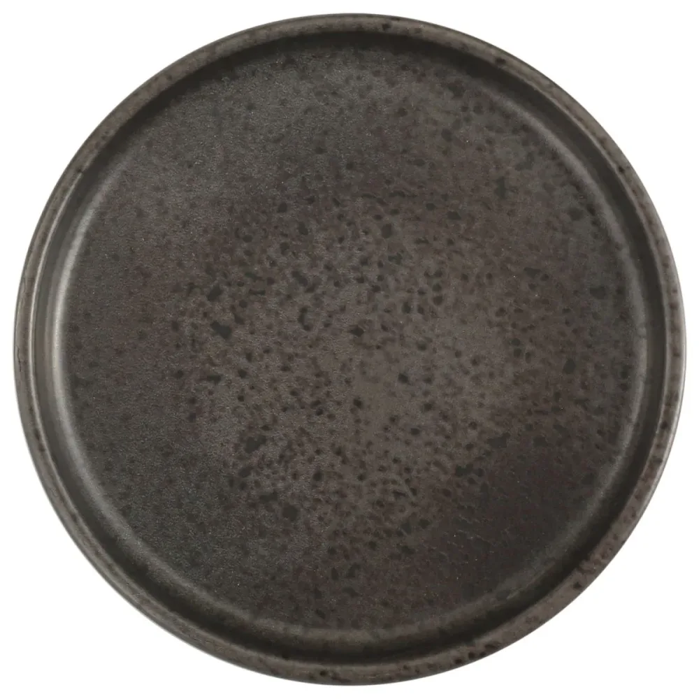 Porland Teller flach Ironstone mit Rand; 27x2.4 cm (ØxH); dunkelbraun/schwarz; rund; 6 Stück / Pack