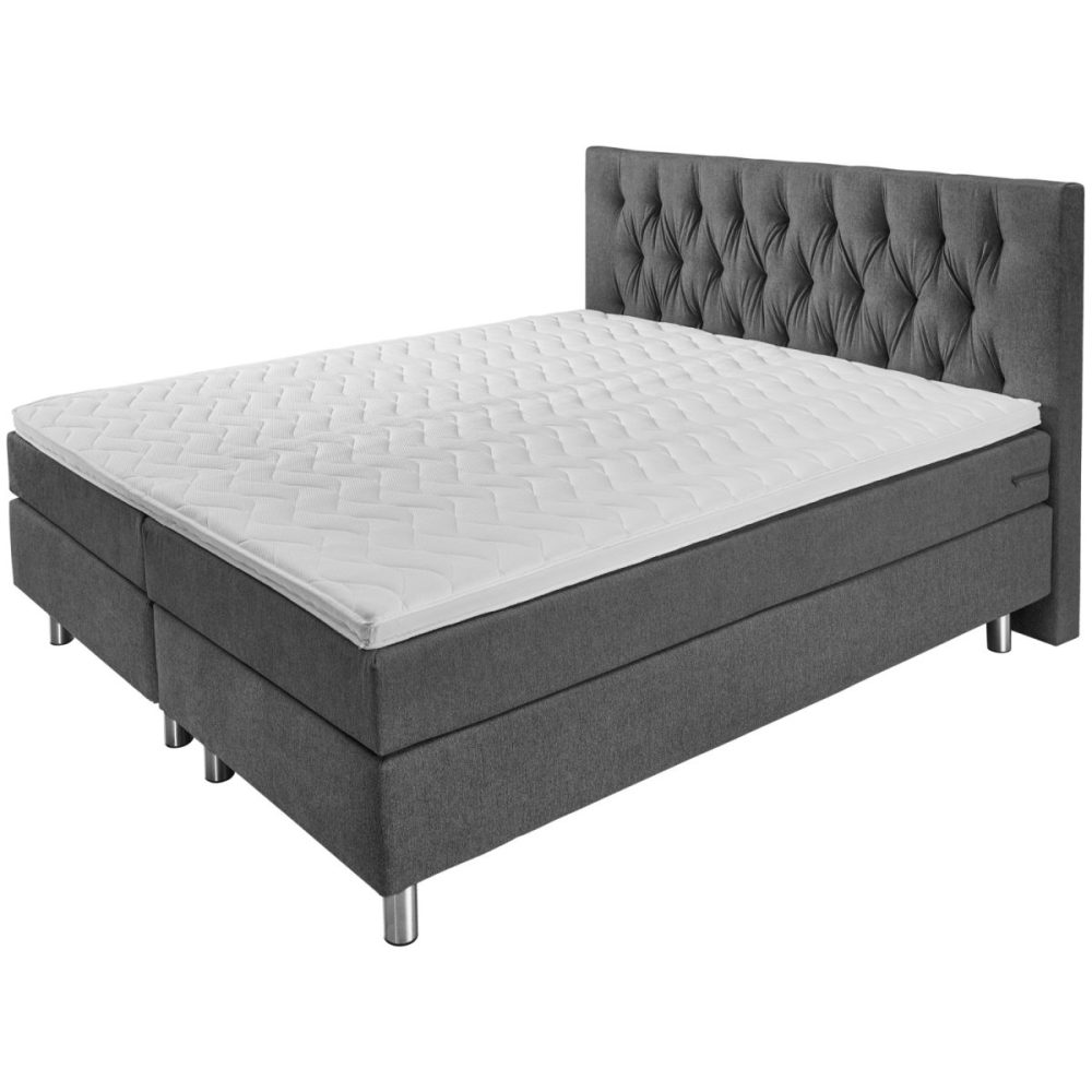 VEGA Boxspringbett Comfort Möbelstoff, Rückenteil Chesterfield; 180x200x60 cm (BxLxH); anthrazit; H3-fest