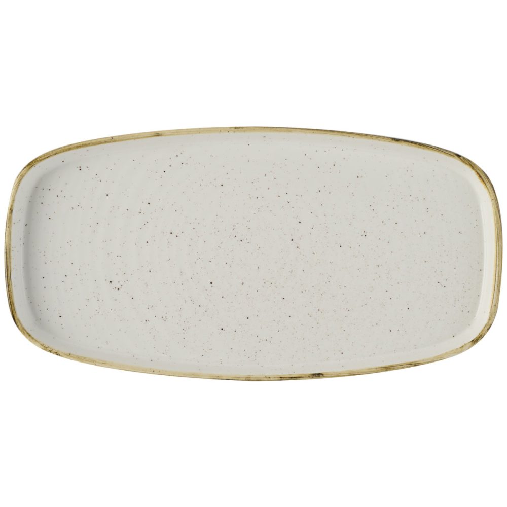Churchill Platte Stonecast Barley White mit Steilrand; 30x15.4x2 cm (LxBxH); weiss/braun; rechteckig; 6 Stück / Pack