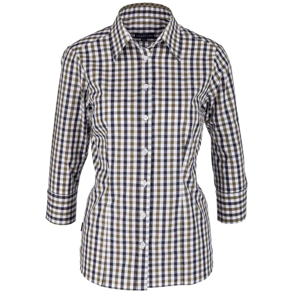 JOBELINE Damenbluse Bailey Dreiviertelarm; Kleidergrösse 36; schwarz/weiss/braun