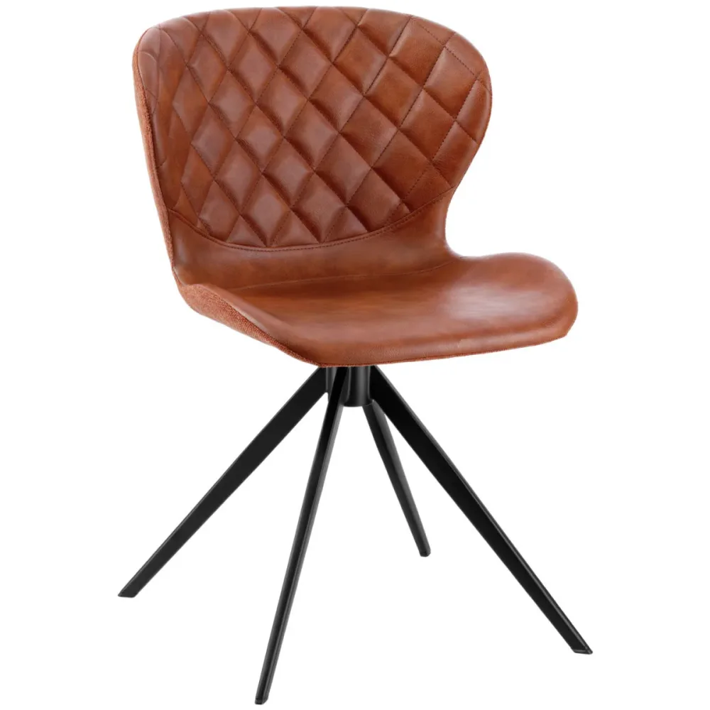 VEGA Schalenstuhl Kansas; 49x56x78 cm (BxTxH); Sitz cognac, Gestell schwarz; 2 Stück / Pack