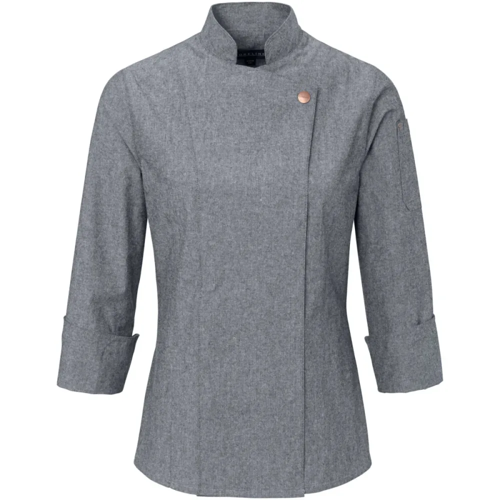JOBELINE Damenkochjacke Scott Langarm Chambray; Kleidergrösse 50; grau
