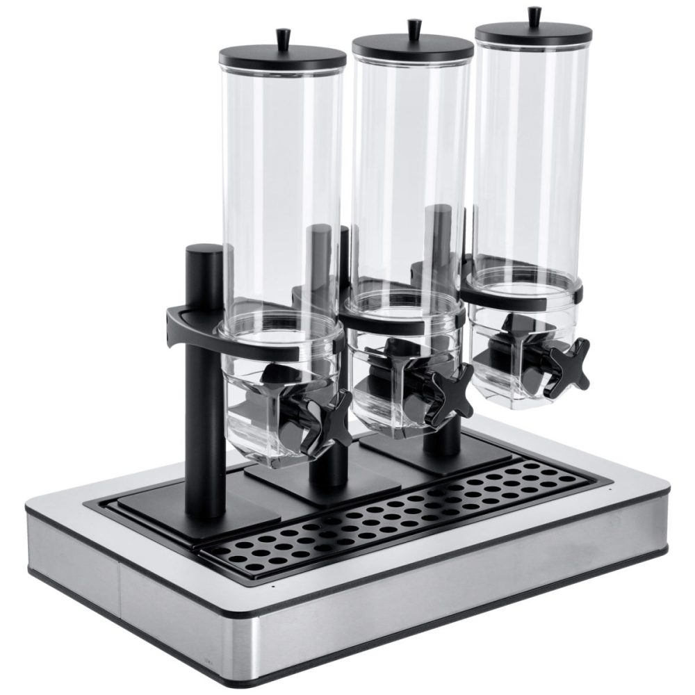 VEGA Müslispender Fundale dreifach, GN 1/1, Edelstahl; GN 1/1, 63x42.5x64.7 cm (LxBxH); edelstahl/weiss/transparent/schwarz; rechteckig