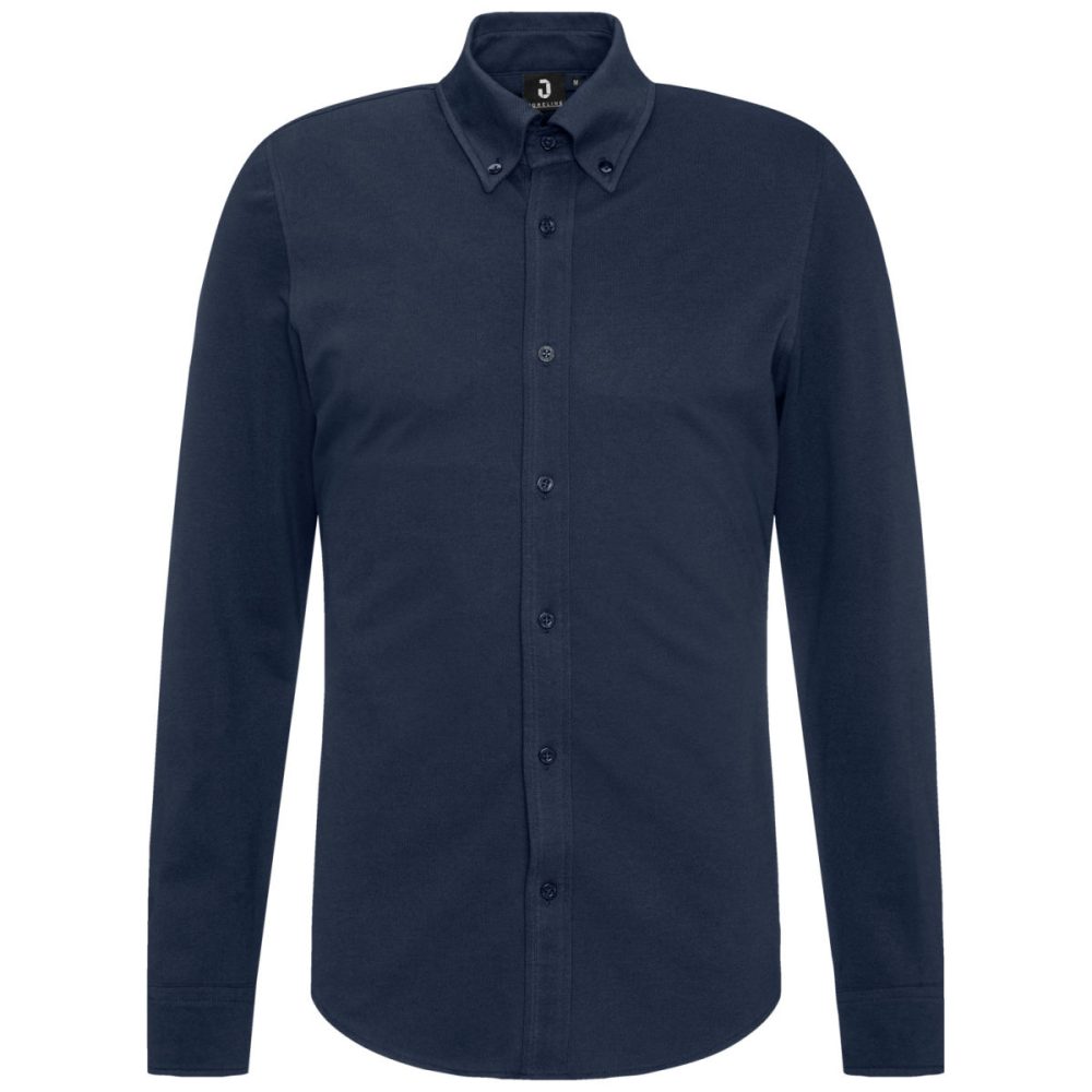 JOBELINE Herren Hemd Piqué Langarm; Kleidergrösse M; navy