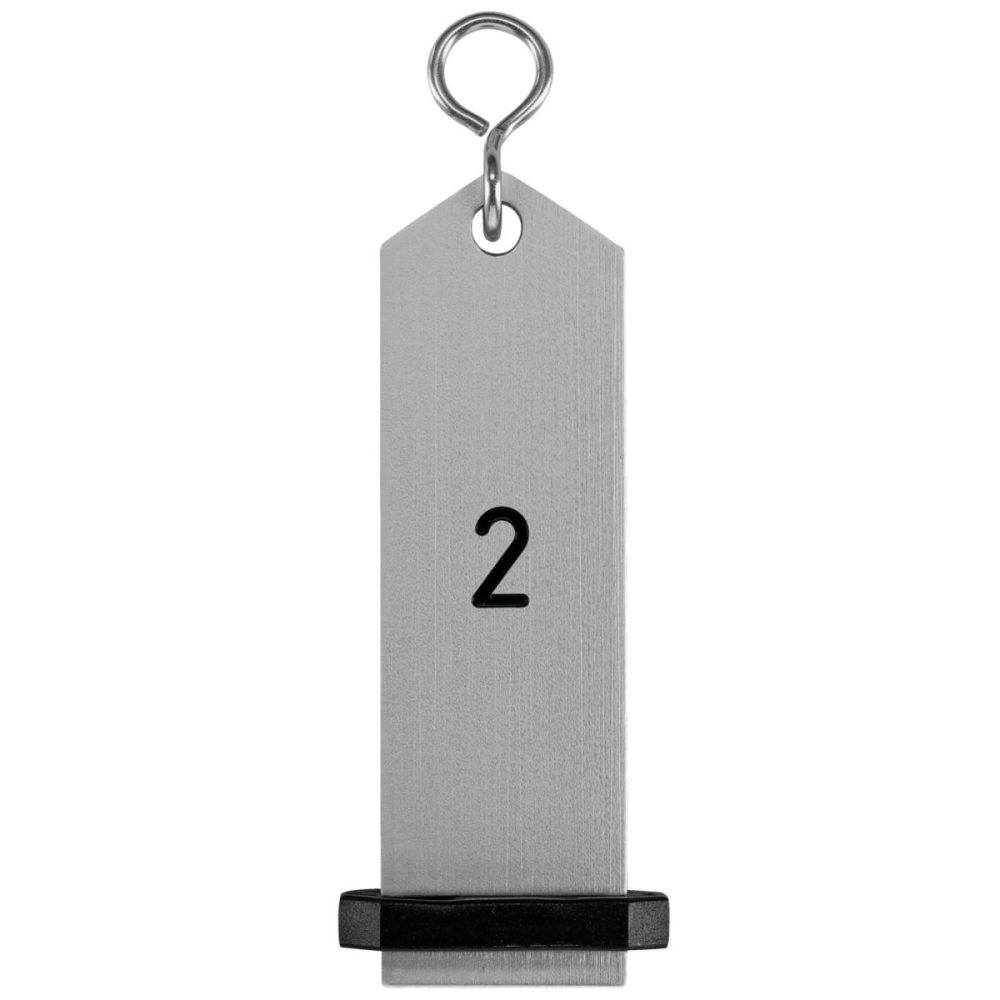 PULSIVA Schlüsselanhänger Bumerang mit Ziffernprägung; 10x3 cm (LxB); silber; Prägung 2