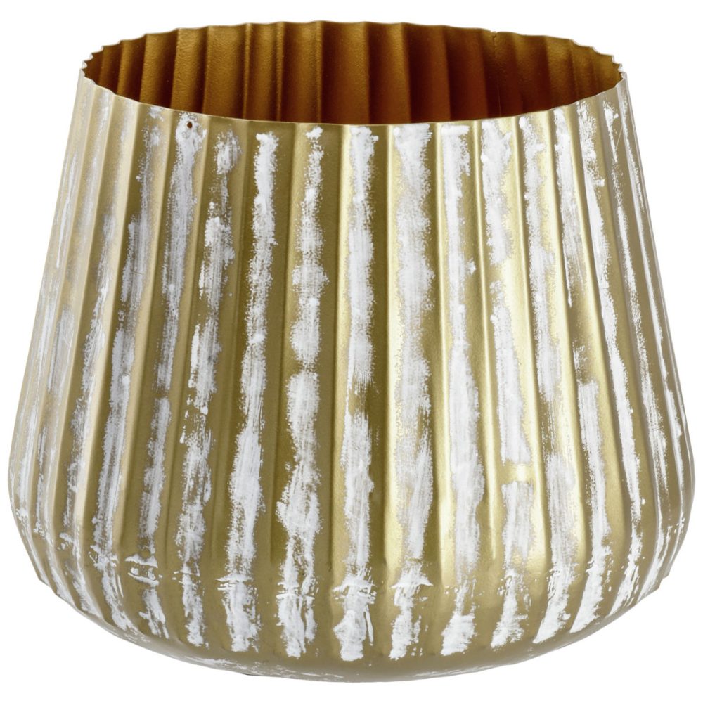Übertopf Enija klein; 21x21 cm (ØxH); beige/gold