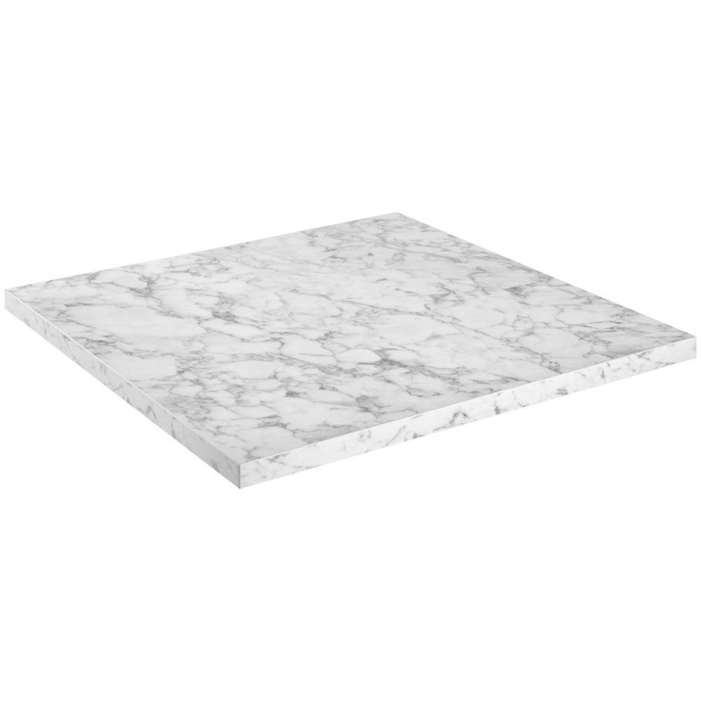 VEGA Outdoor-HPL Tischplatte Esterno quadratisch; 80x80x3 cm (LxBxH); weiss/marmoriert; quadratisch