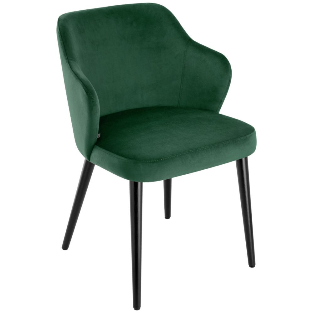 VEGA Polsterstuhl Katya Samt; 55x58x81 cm (BxTxH); Sitz tannengrün, Gestell schwarz