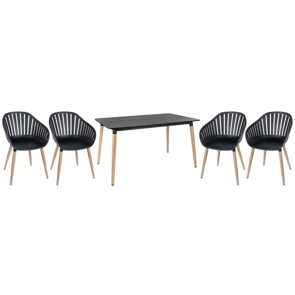 VEGA Outdoor Sitzgruppe Gimani 5-teilig; 80x72 cm (BxH); schwarz