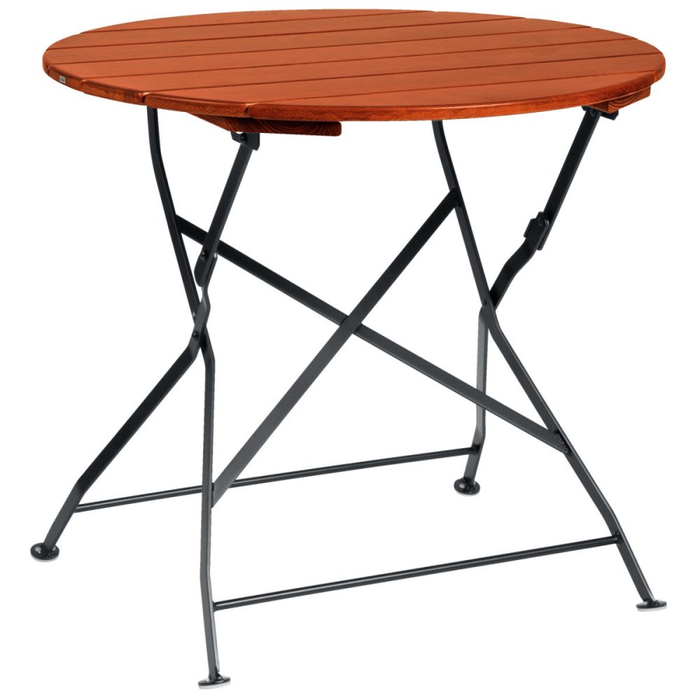 VEGA Biergartentisch Bavaria rund; 74x80 cm (HxØ); Platte kastanie, Gestell schwarz; rund