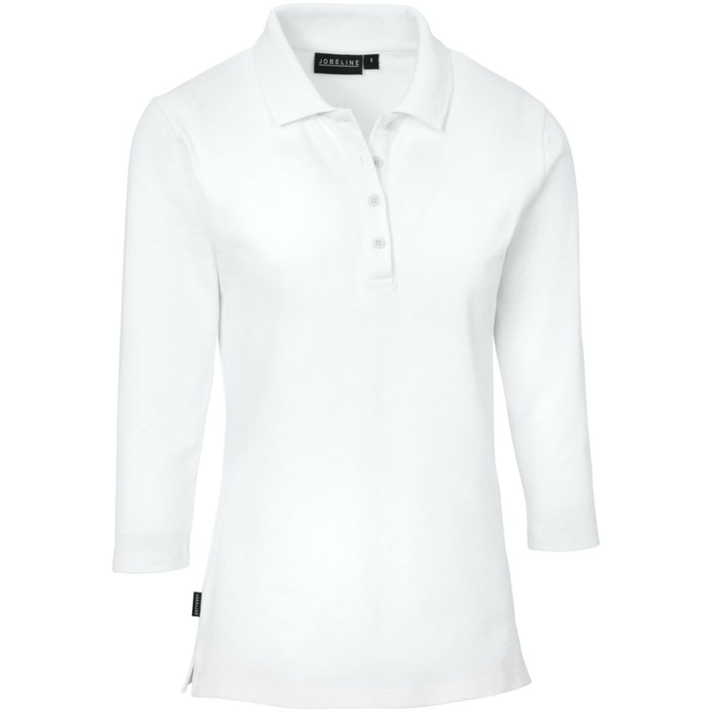 JOBELINE Damen-Polo Cato dreiviertelarm; Kleidergrösse 2XL; weiss