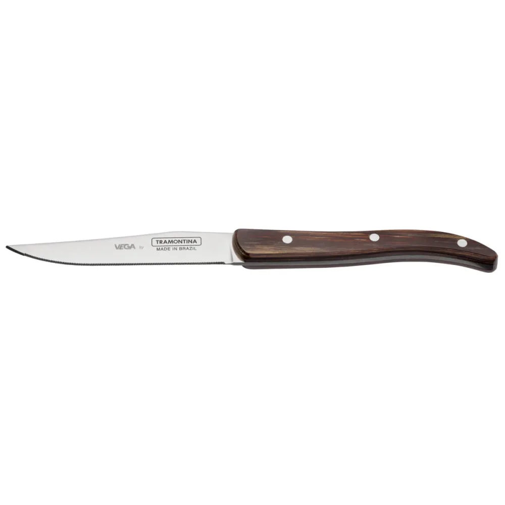 VEGA Laguiole-Messer Picanha mit durchgehender Klinge; 22.5 cm (L); silber, Griff braun; 6 Stück / Pack