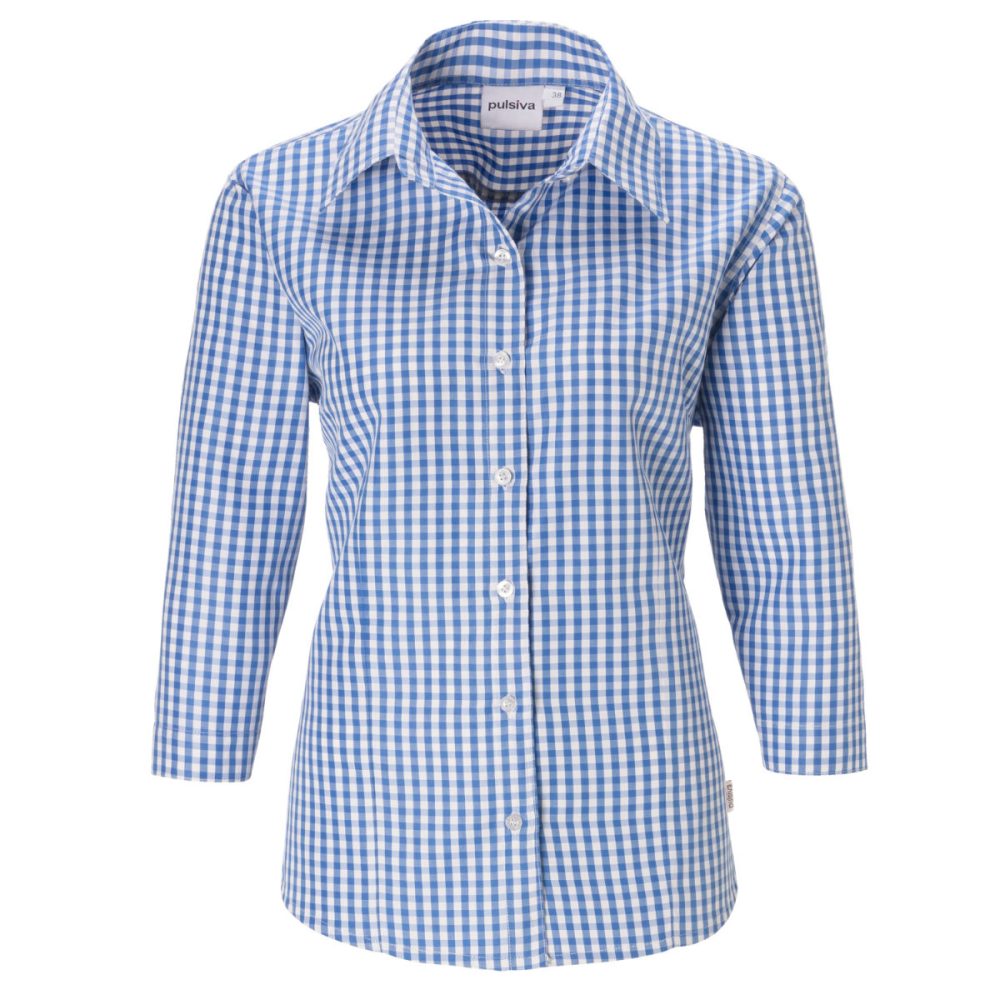 PULSIVA Damenbluse Marie Dreiviertelarm; Kleidergrösse 52; blau/weiss