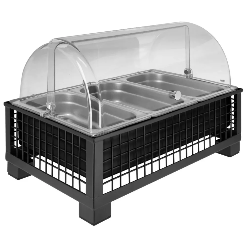 VEGA Kühlvitrine Portland 6,5 cm Edelstahl 3 x 1/3; GN 1/1, 55.4x35.2x29.9 cm (LxBxH); anthrazit/transparent/edelstahl; rechteckig