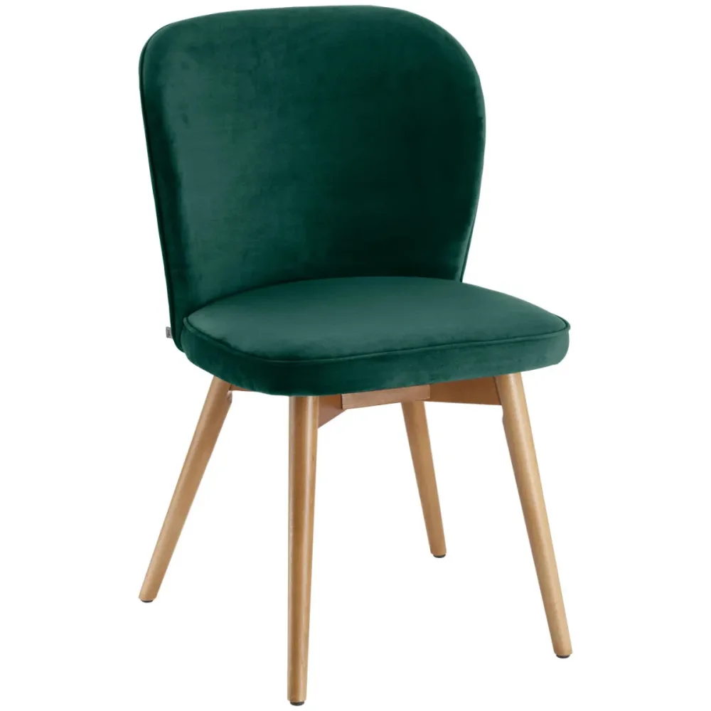 VEGA Polsterstuhl Lian Samt; 56x58x86 cm (BxTxH); Sitz tannengrün, Gestell hellbraun; 2 Stück / Pack