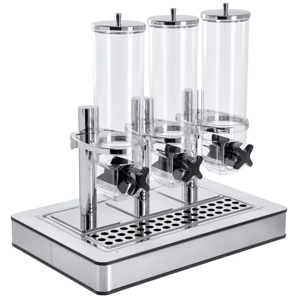 VEGA Müslispender Fundale dreifach, GN 1/1, Edelstahl; GN 1/1, 63x42.5x64.7 cm (LxBxH); edelstahl/weiss/transparent/silber; rechteckig
