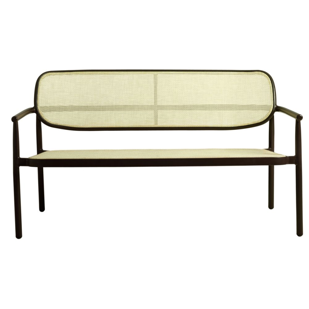 VEGA Outdoor Sitzbank Candia; 144x68x79 cm (BxTxH); Sitz beige, Gestell dunkelbraun
