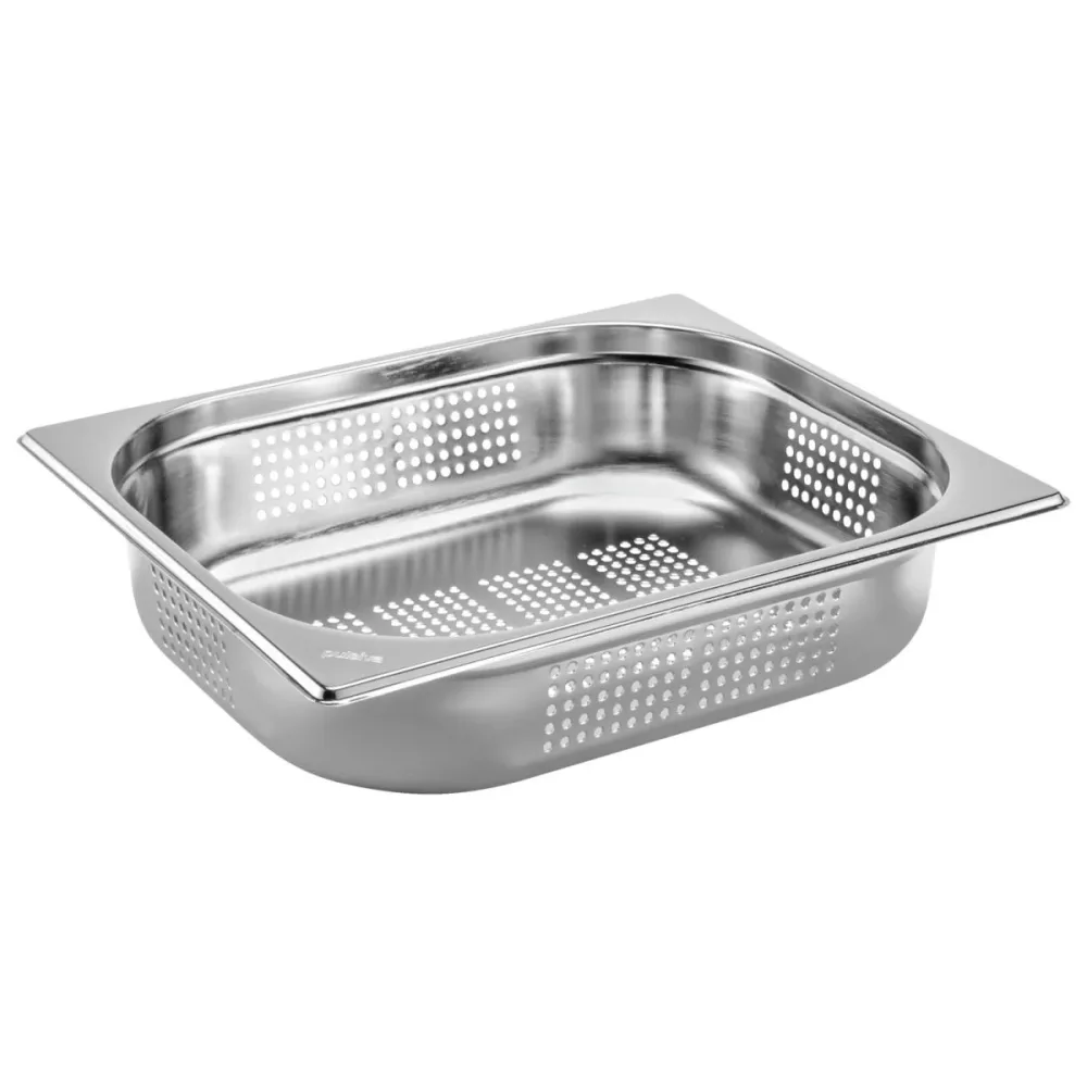 PULSIVA GN-Behälter 1/2 Basic gelocht ; GN 1/2, 4000 ml, 32.5x26.5x6.5 cm (LxBxT); silber