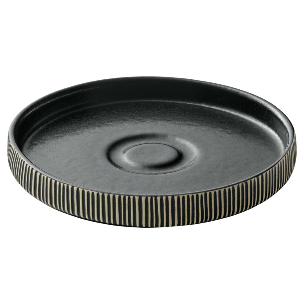 Playground Untertasse Nara Relief; 15x2.5 cm (ØxH); schwarz/weiss; rund; 6 Stück / Pack