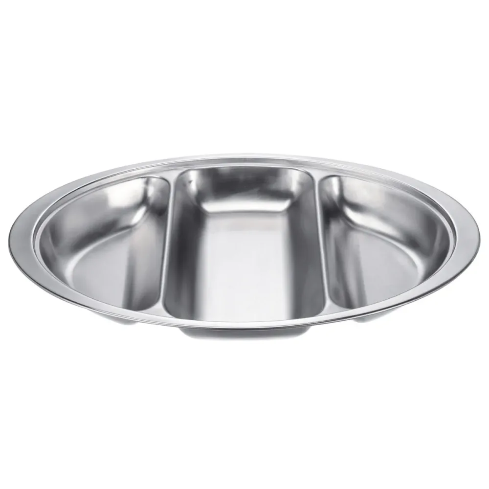 PULSIVA Chafing-Dish Einsatzbehälter 3er-Teilung; 51.5x31.3x6.5 cm (BxTxH); silber