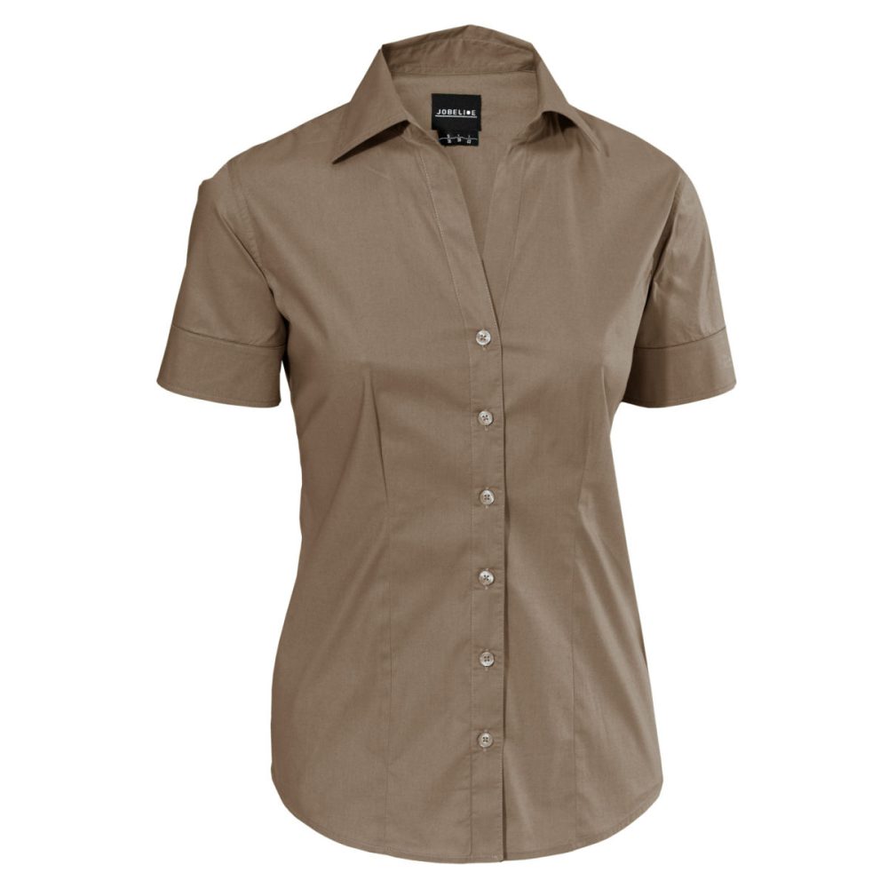 JOBELINE Damen Bluse Cecaria Kurzarm; Kleidergrösse 48; taupe