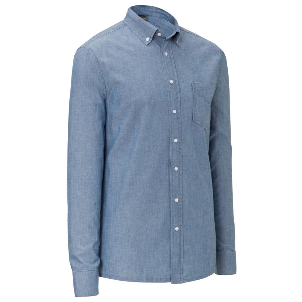 JOBELINE Herren Hemd Chambray Langarm; Kleidergrösse 41/42; blau