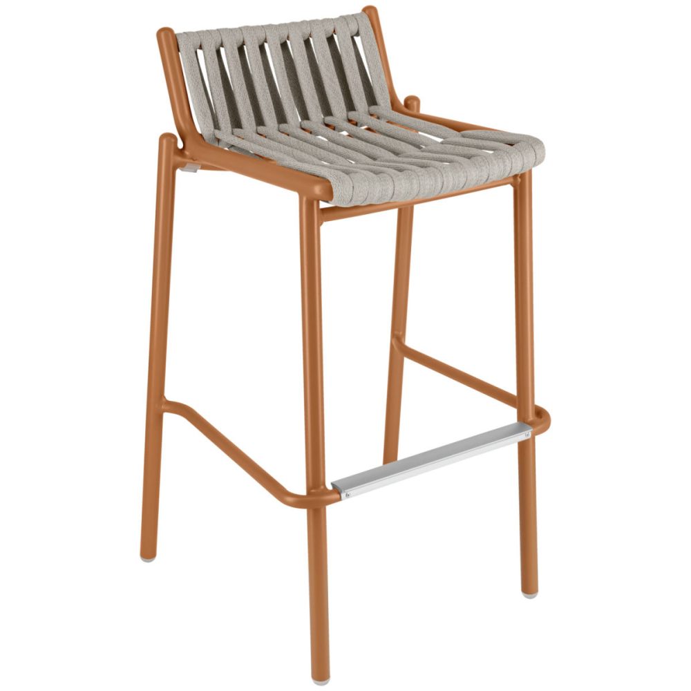 VEGA Outdoor-Barstuhl Lumaro; 42x42x90 cm (BxTxH); Sitz taupe, Gestell terrakotta; 2 Stück / Pack