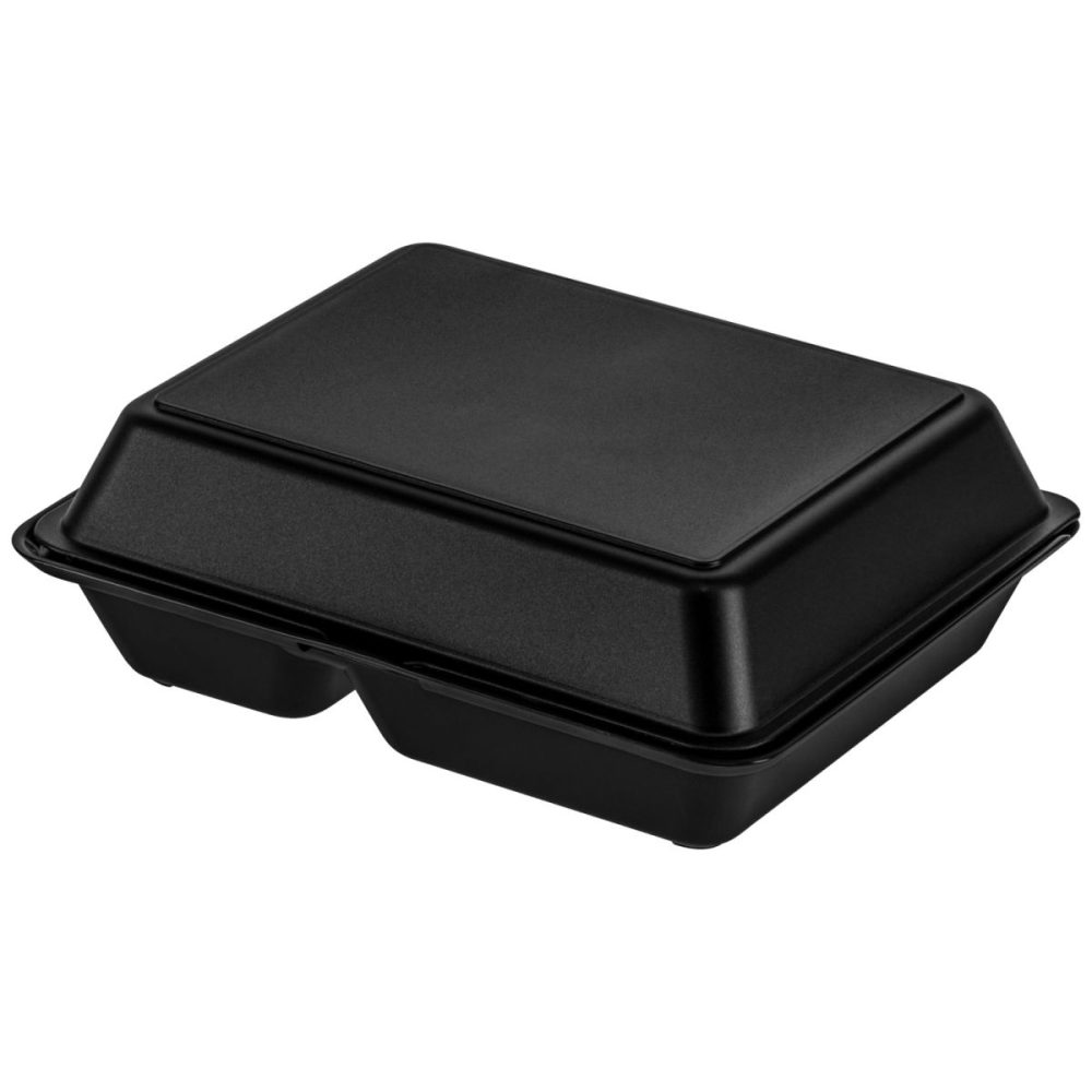 elasto REuse Mehrweg Menü-Box Yari large; 1200 ml, 20.3x25.2x8.4 cm (LxBxH); schwarz; rechteckig; 25 Stück / Pack