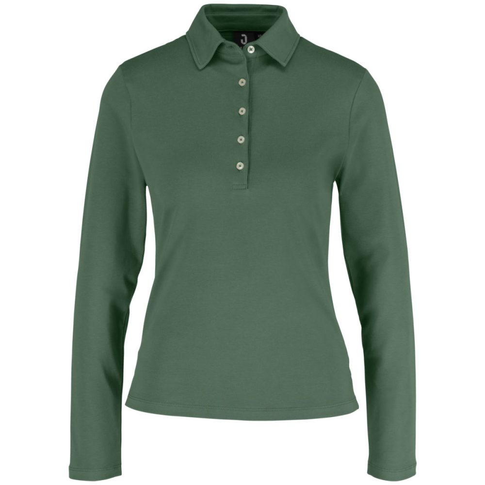 JOBELINE Damen Poloshirt Malme Langarm; Kleidergrösse S; oliv
