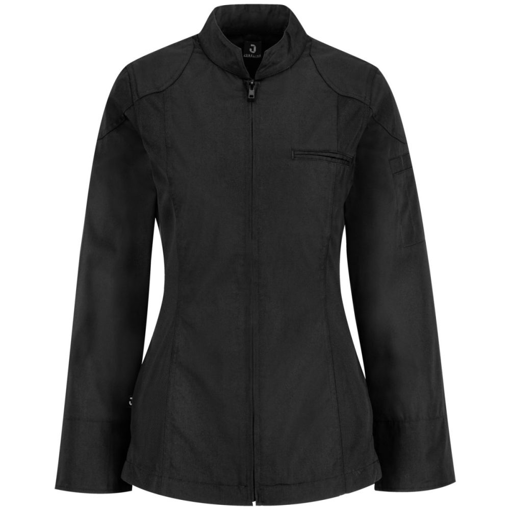 JOBELINE Damen Kochjacke Racer Langarm; Kleidergrösse 56; schwarz