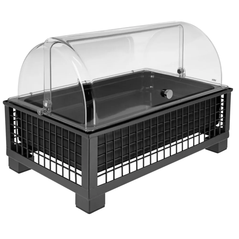 VEGA Kühlvitrine Portland 6,5 cm Melamin schwarz 1/1; GN 1/1, 55.4x35.2x29.9 cm (LxBxH); anthrazit/transparent/weiss; rechteckig