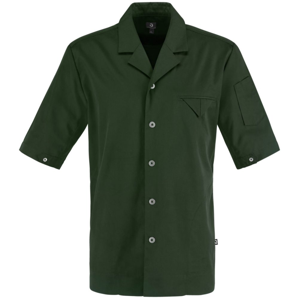 JOBELINE Herren Kochjacke Joel Kurzarm; Kleidergrösse 60; dunkeloliv