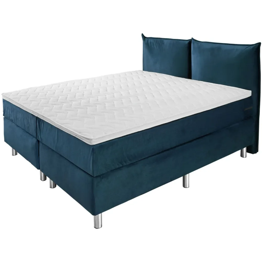 VEGA Hotelbett Standard Velours, Rückenteil Polster; 180x200x58 cm (BxLxH); dunkelblau; H2-medium