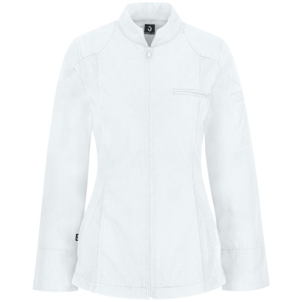 JOBELINE Damen Kochjacke Racer Langarm; Kleidergrösse 34; weiss