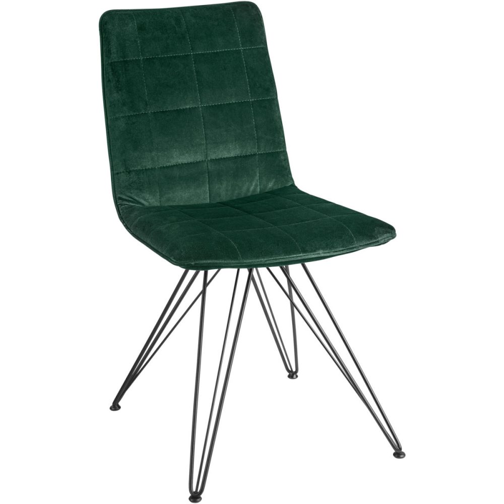 VEGA Schalenstuhl Milaria Samt, Gestell Metall; 60x51x88.5 cm (BxTxH); Sitz tannengrün, Gestell schwarz; 2 Set / Pack