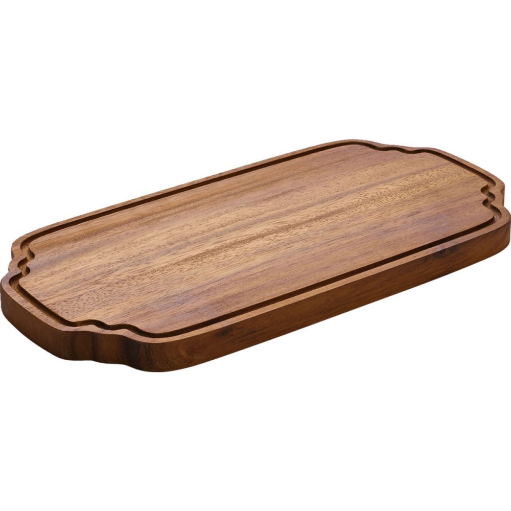 Playground Servierbrett rechteckig mit Rillen; 36x18x2.1 cm (LxBxH); akazie braun; rechteckig