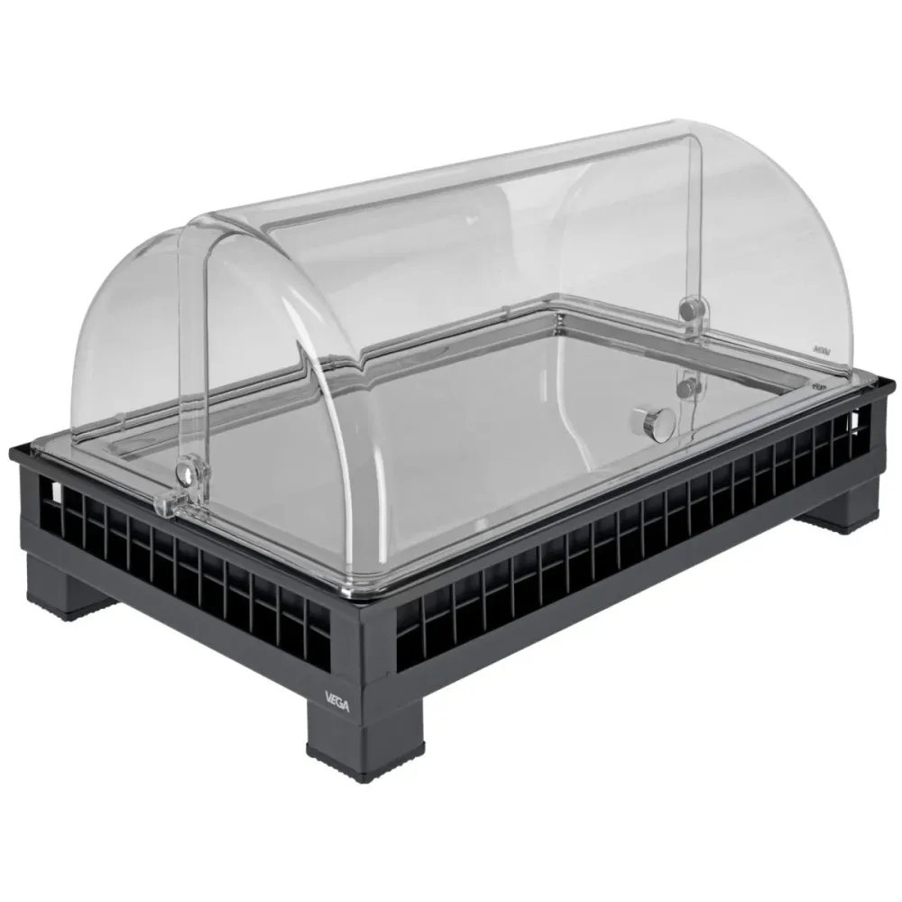 VEGA Kühlvitrine Portland Edelstahl 1/1; GN 1/1, 55.4x35.2x29.9 cm (LxBxH); anthrazit/transparent/edelstahl; rechteckig
