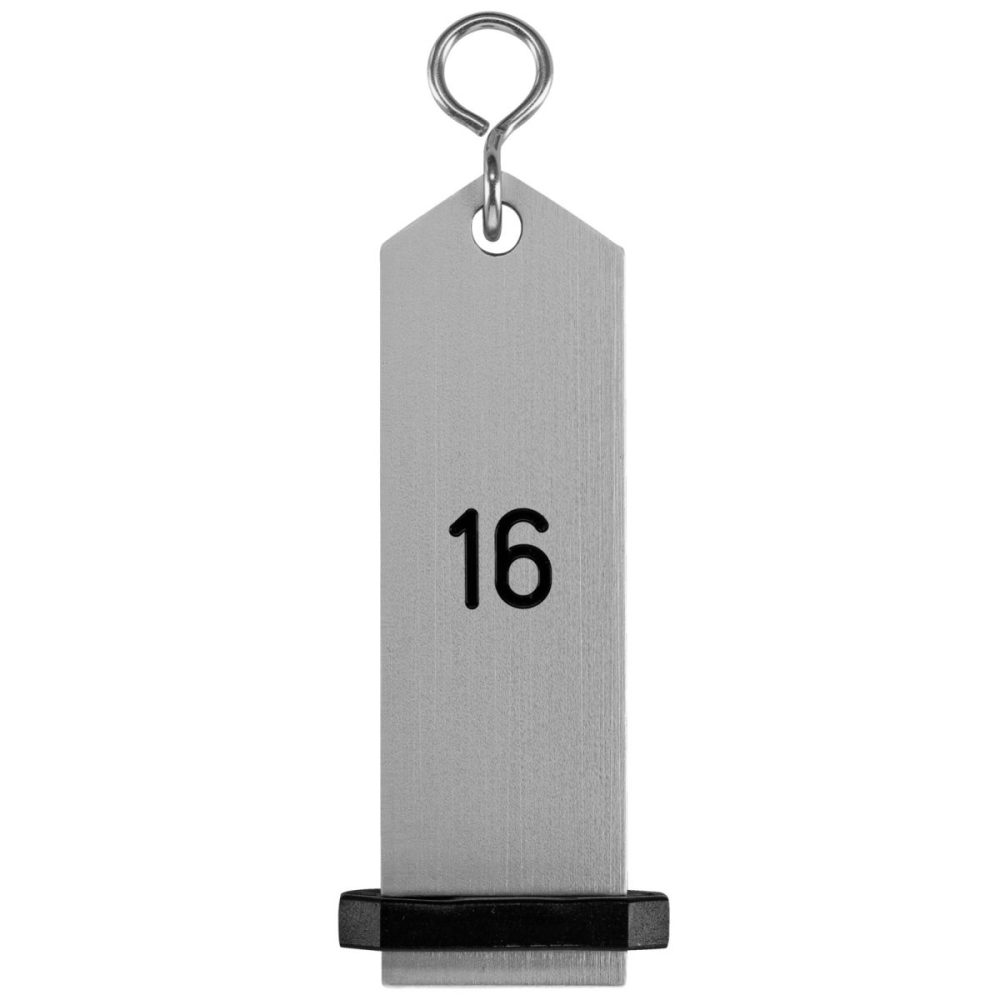 PULSIVA Schlüsselanhänger Bumerang mit Ziffernprägung; 10x3 cm (LxB); silber; Prägung 16
