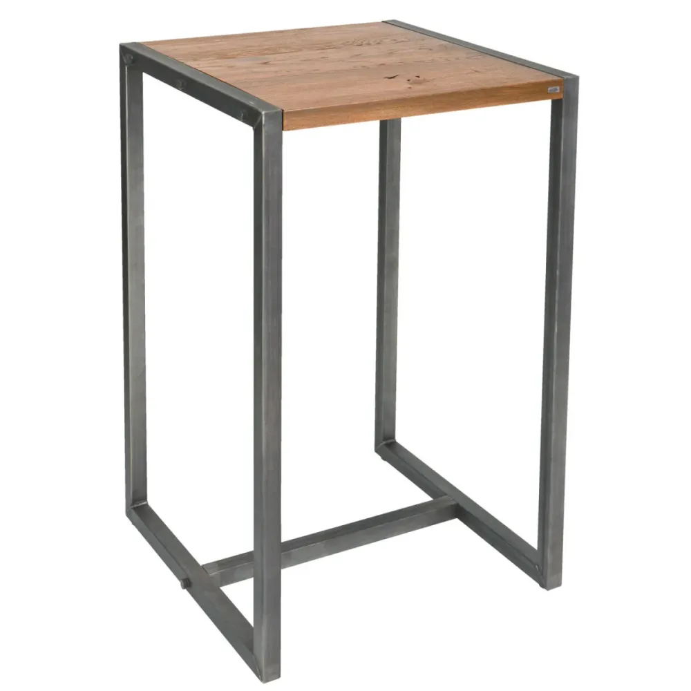 VEGA Stehtisch Torres quadratisch; 70x70x110 cm (LxBxH); Platte eiche antik/braun, Gestell grau; quadratisch