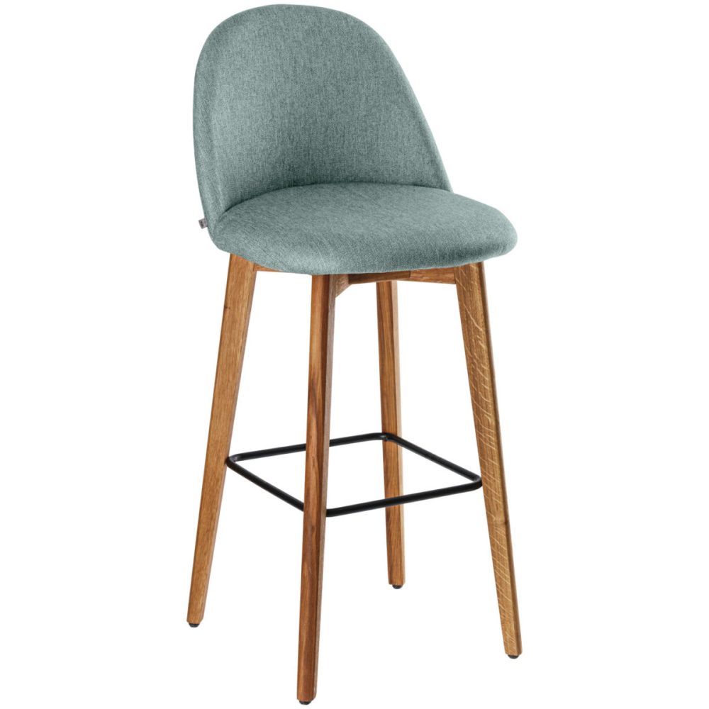 VEGA Barstuhl Alwin; 47x48x111 cm (BxTxH); Sitz hellblau, Gestell eiche/natur