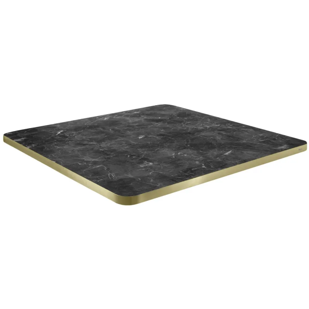 VEGA Indoor-Tischplatte Marvani quadratisch; 68x68x2.5 cm (LxBxH); gold/schwarz/marmoriert; quadratisch