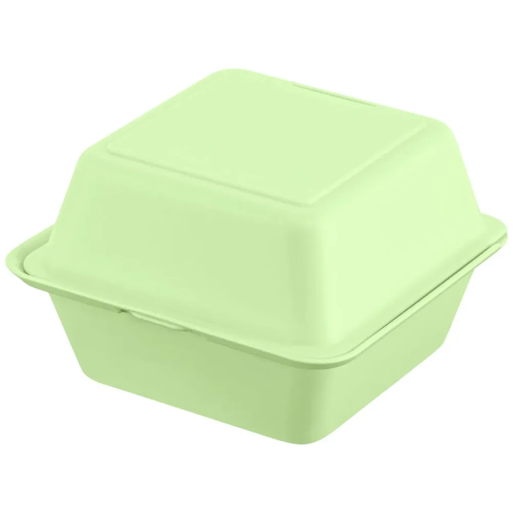 elasto REuse Mehrweg Burger-Box Yari; 700 ml, 15.7x15.7x8.4 cm (LxBxH); grün; quadratisch; 25 Stück / Pack