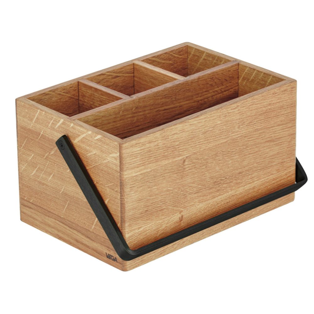 VEGA Besteckbehälter Esino mit Griff; 21.2x14.4x12 cm (LxBxH); eiche/schwarz