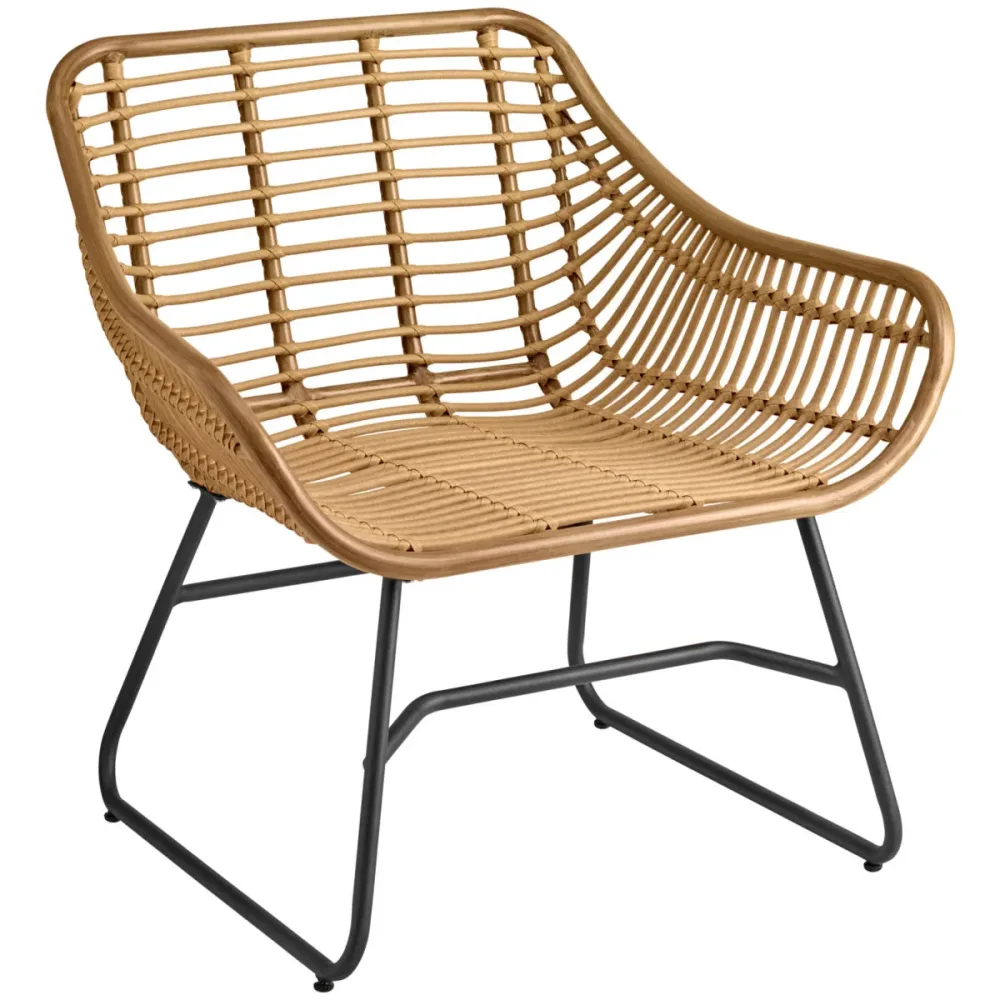 VEGA Outdoor Lounge Sessel Tomeo Bambus-Look; 81x73x82 cm (BxTxH); Sitz hellbraun, Gestell schwarz