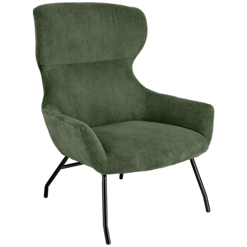 VEGA Ohrensessel Malin; 75x77x103 cm (BxTxH); Sitz grün, Gestell schwarz