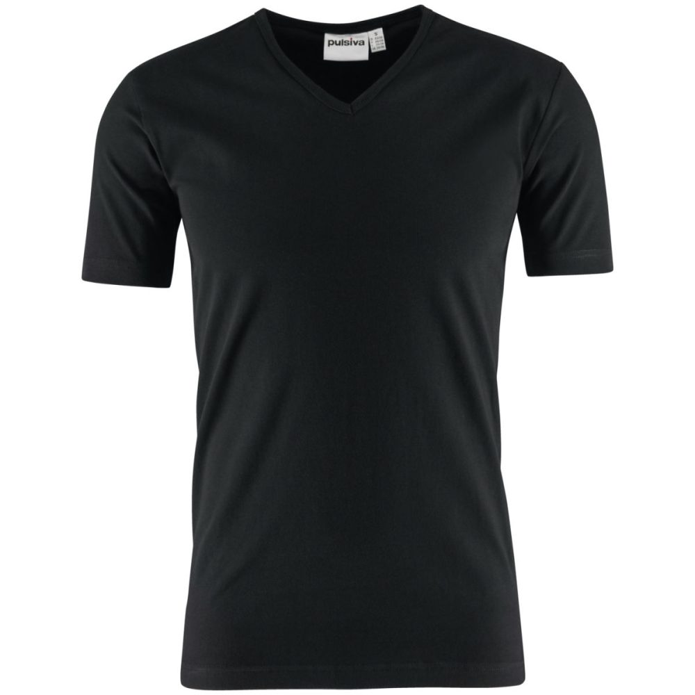 PULSIVA Herrenshirt Double-V; Kleidergrösse M; schwarz; 2 Stück / Pack