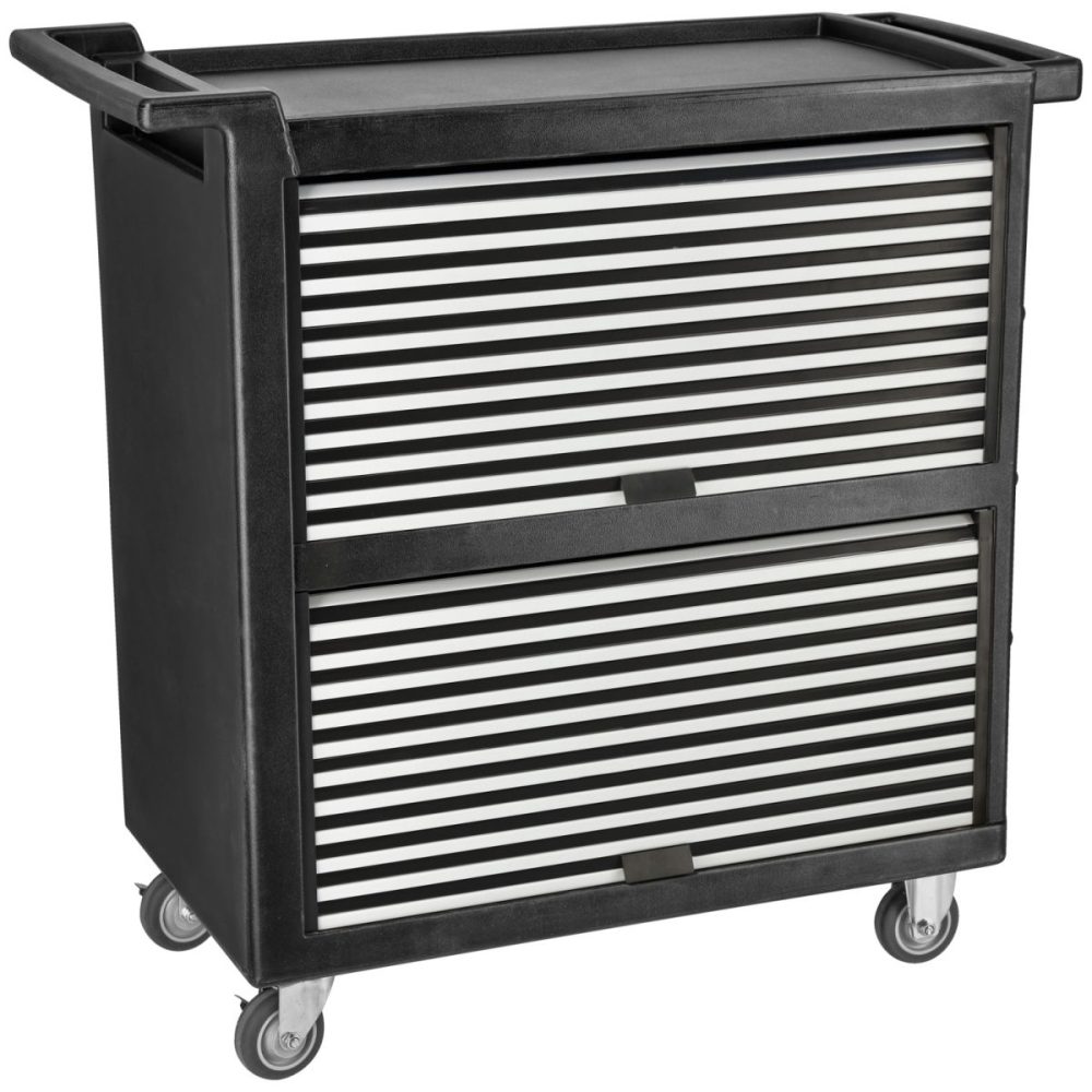 VEGA Servierwagen Tjugo; 105.5x50.5x103.5 cm (BxTxH); silber/schwarz
