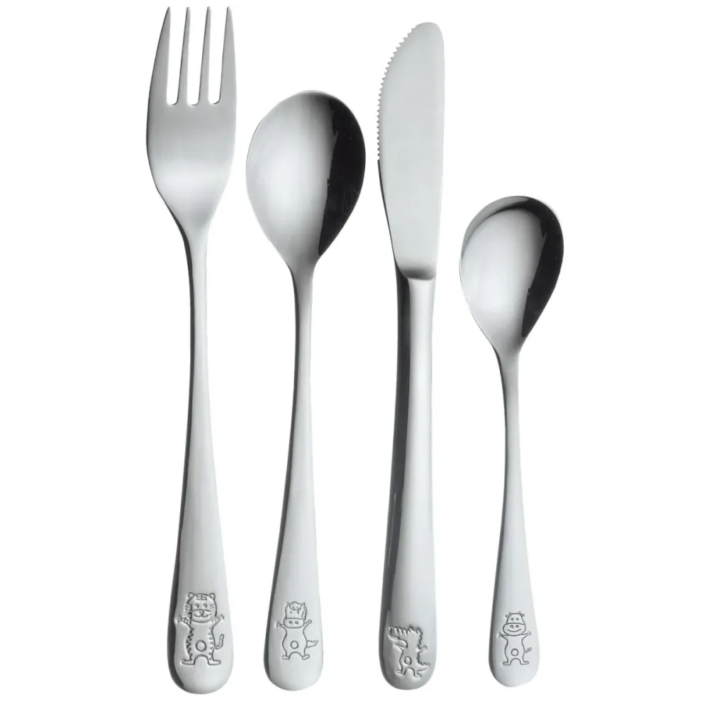 PULSIVA Kinderbesteck 4-teilig; silber, Griff silber; 6 Set / Pack