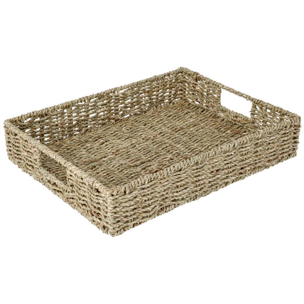 PULSIVA Buffetkorb Händel mit Griff; 41x31x8 cm (LxBxH); beige meliert/grün meliert; rechteckig